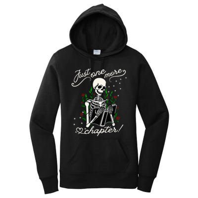 Just One More Chapter Funny Books Skeleton Bookworm Women's Pullover Hoodie