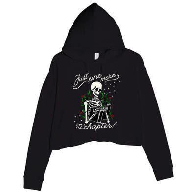 Just One More Chapter Funny Books Skeleton Bookworm Crop Fleece Hoodie