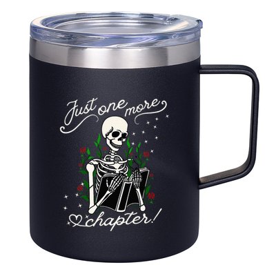 Just One More Chapter Funny Books Skeleton Bookworm 12oz Stainless Steel Coffee Mug