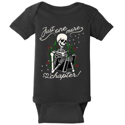 Just One More Chapter Funny Books Skeleton Bookworm Baby Bodysuit