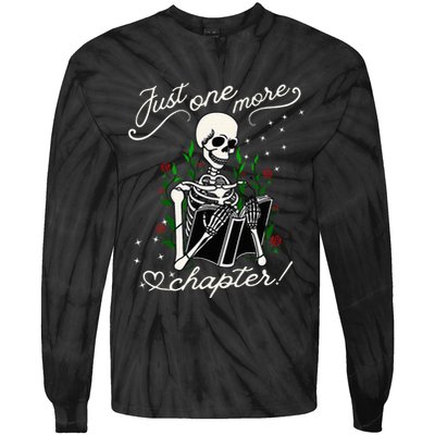Just One More Chapter Funny Books Skeleton Bookworm Tie-Dye Long Sleeve Shirt