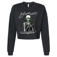 Just One More Chapter Funny Books Skeleton Bookworm Cropped Pullover Crew