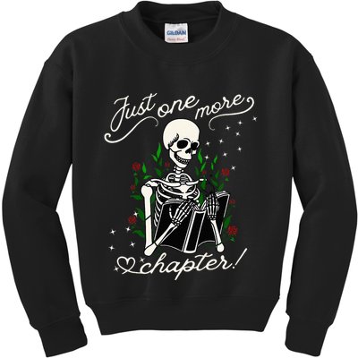 Just One More Chapter Funny Books Skeleton Bookworm Kids Sweatshirt
