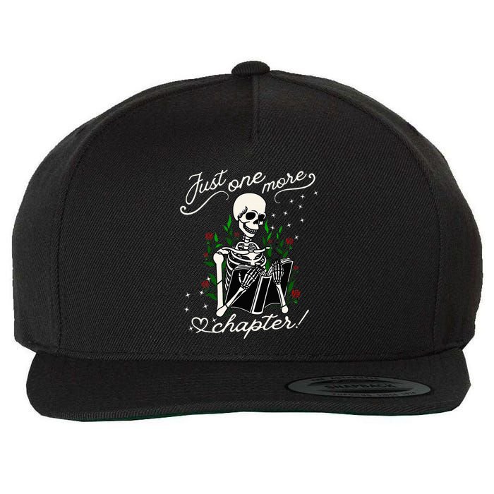 Just One More Chapter Funny Books Skeleton Bookworm Wool Snapback Cap