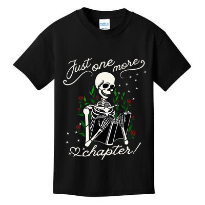 Just One More Chapter Funny Books Skeleton Bookworm Kids T-Shirt