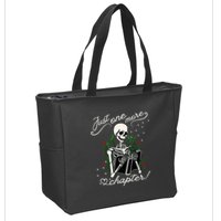 Just One More Chapter Funny Books Skeleton Bookworm Zip Tote Bag