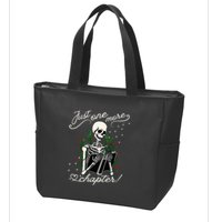 Just One More Chapter Funny Books Skeleton Bookworm Zip Tote Bag