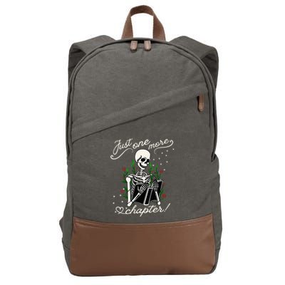 Just One More Chapter Funny Books Skeleton Bookworm Cotton Canvas Backpack