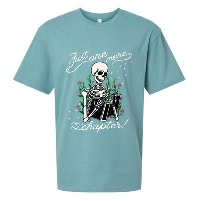 Just One More Chapter Funny Books Skeleton Bookworm Sueded Cloud Jersey T-Shirt