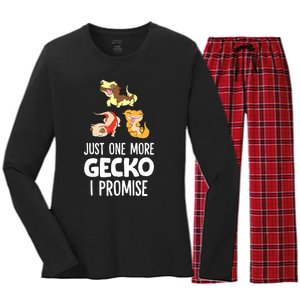 Just One More Crested Gecko I Promise Crested Gecko Owner Women's Long Sleeve Flannel Pajama Set 