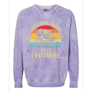 Just One More Cast I Promise Bass Fishing Funny Angler Retro Colorblast Crewneck Sweatshirt