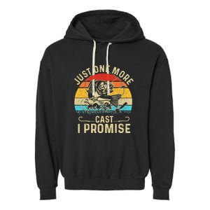 Just One More Cast I Promise Bass Fishing Funny Angler Retro Garment-Dyed Fleece Hoodie