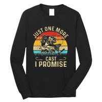 Just One More Cast I Promise Bass Fishing Funny Angler Retro Long Sleeve Shirt