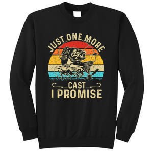 Just One More Cast I Promise Bass Fishing Funny Angler Retro Sweatshirt