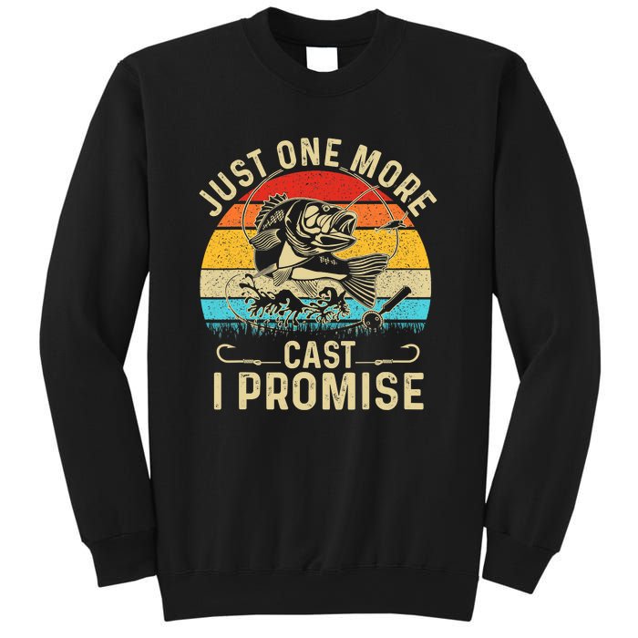 Just One More Cast I Promise Bass Fishing Funny Angler Retro Sweatshirt