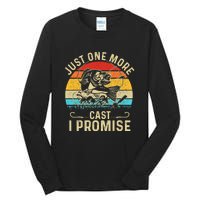 Just One More Cast I Promise Bass Fishing Funny Angler Retro Tall Long Sleeve T-Shirt