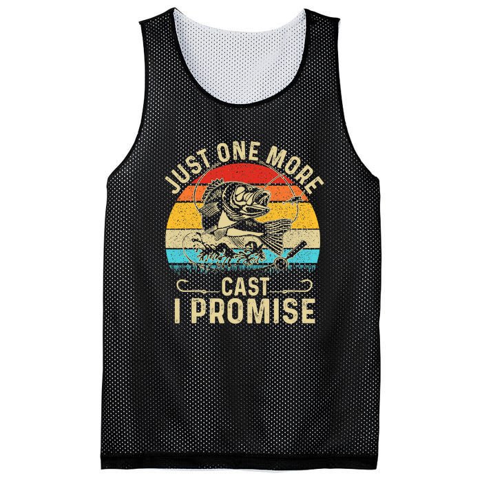 Just One More Cast I Promise Bass Fishing Funny Angler Retro Mesh Reversible Basketball Jersey Tank