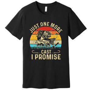 Just One More Cast I Promise Bass Fishing Funny Angler Retro Premium T-Shirt