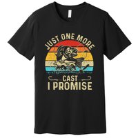 Just One More Cast I Promise Bass Fishing Funny Angler Retro Premium T-Shirt