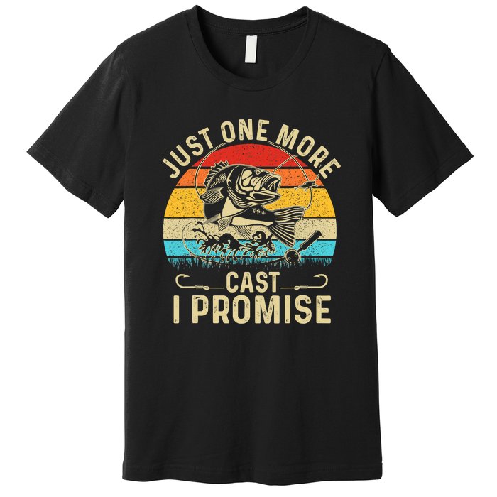 Just One More Cast I Promise Bass Fishing Funny Angler Retro Premium T-Shirt