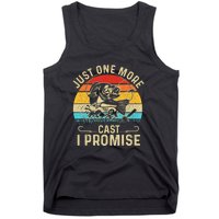 Just One More Cast I Promise Bass Fishing Funny Angler Retro Tank Top