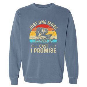 Just One More Cast I Promise Bass Fishing Funny Angler Retro Garment-Dyed Sweatshirt