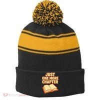 Just One More Chapter Funny Book Lover Stripe Pom Pom Beanie