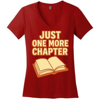 Just One More Chapter Funny Book Lover Women's V-Neck T-Shirt
