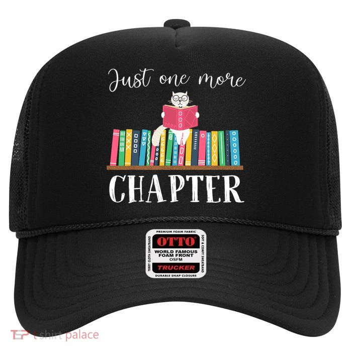 Just One More Chapter, Cat Reading Book, Bookworm Cat HC High Crown Mesh Back Trucker Hat