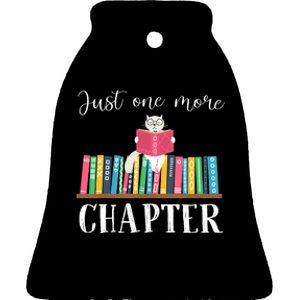 Just One More Chapter, Cat Reading Book, Bookworm Cat HC Ceramic Bell Ornament