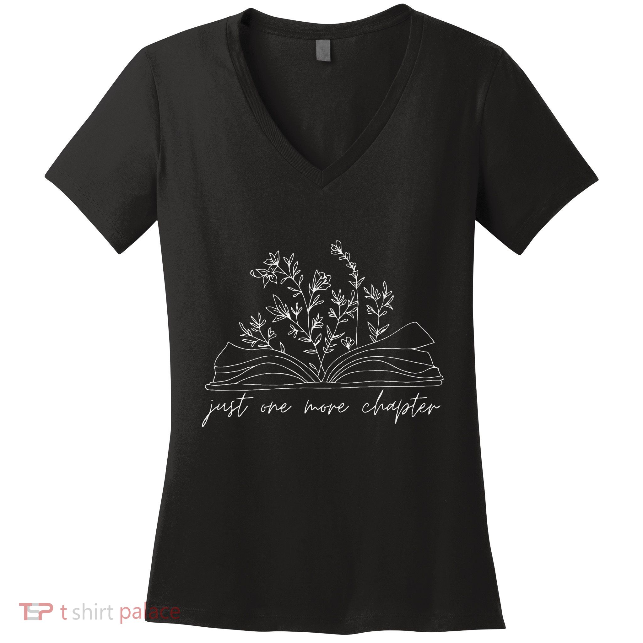 Just One More Chapter Wildflower Book Lover Reading Costume Women's V-Neck T-Shirt
