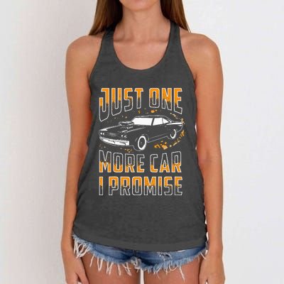 Just One More Car I Promise Funny Gift For Car Lovers Women's Knotted Racerback Tank