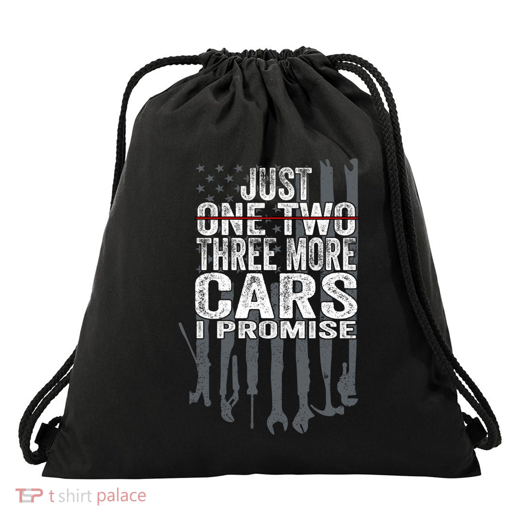 Just One More Car I Promise Mechanic Car Lover Garage Gift Drawstring Bag