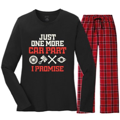 Just One More Car Part Promise Racing Race Car Mechanic Gift Meaningful Gift Women's Long Sleeve Flannel Pajama Set 