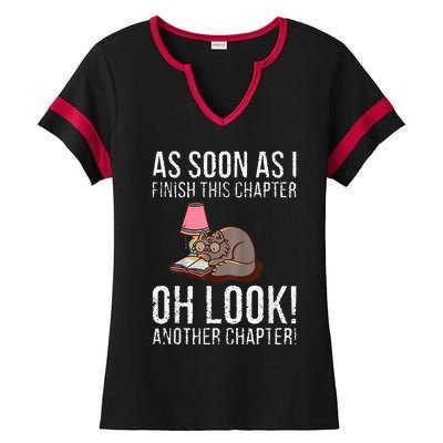 Just One More Chapter Cat 2024 Ladies Halftime Notch Neck Tee