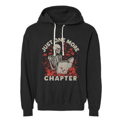 Just One More Chapter Skeleton Reading Book Lover Garment-Dyed Fleece Hoodie