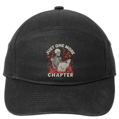 Just One More Chapter Skeleton Reading Book Lover 7-Panel Snapback Hat