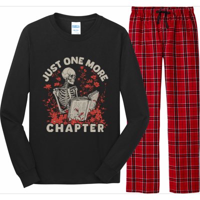 Just One More Chapter Skeleton Reading Book Lover Long Sleeve Pajama Set