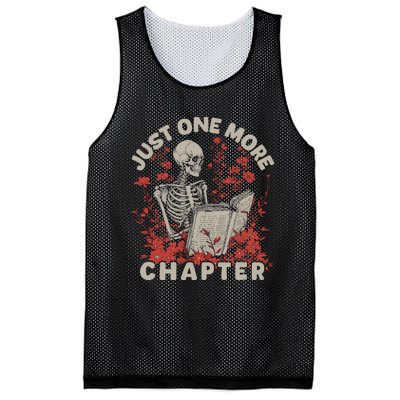 Just One More Chapter Skeleton Reading Book Lover Mesh Reversible Basketball Jersey Tank