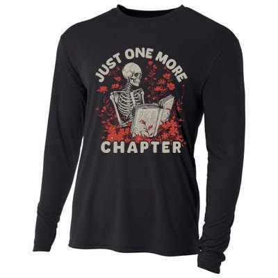 Just One More Chapter Skeleton Reading Book Lover Cooling Performance Long Sleeve Crew