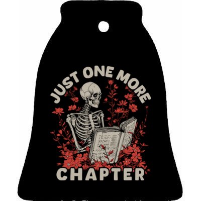 Just One More Chapter Skeleton Reading Book Lover Ceramic Bell Ornament