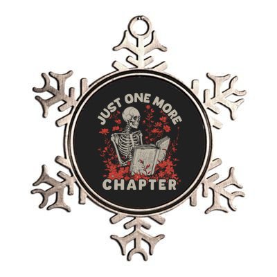 Just One More Chapter Skeleton Reading Book Lover Metallic Star Ornament