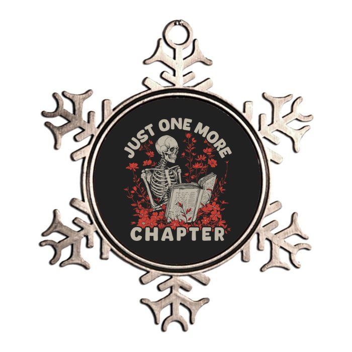 Just One More Chapter Skeleton Reading Book Lover Metallic Star Ornament