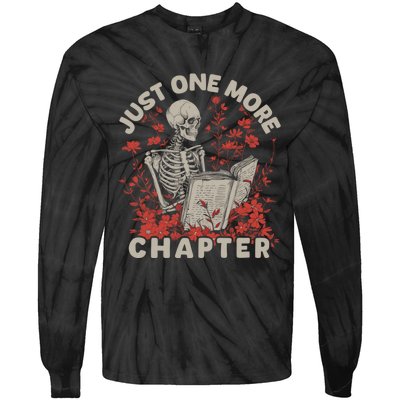 Just One More Chapter Skeleton Reading Book Lover Tie-Dye Long Sleeve Shirt