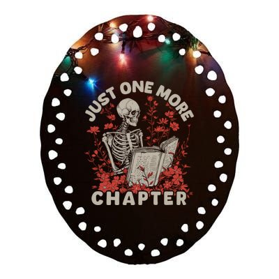 Just One More Chapter Skeleton Reading Book Lover Ceramic Oval Ornament