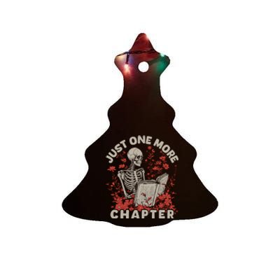 Just One More Chapter Skeleton Reading Book Lover Ceramic Tree Ornament