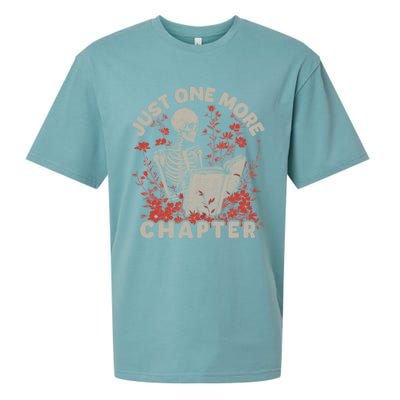 Just One More Chapter Skeleton Reading Book Lover Sueded Cloud Jersey T-Shirt