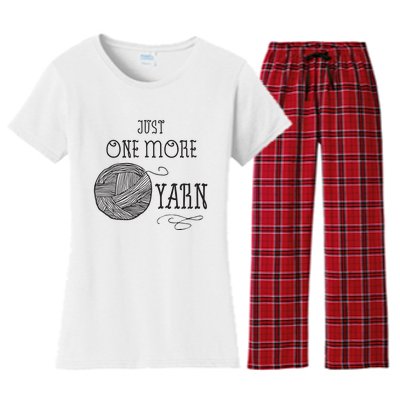 Just One More Yarn Knitting Crochet Funny Gift Women's Flannel Pajama Set