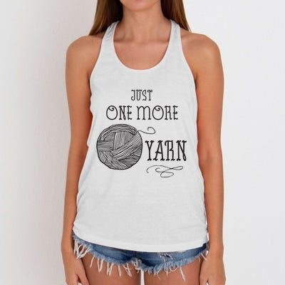 Just One More Yarn Knitting Crochet Funny Gift Women's Knotted Racerback Tank