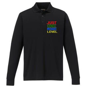 Just One More Level Funny Video Gamer Performance Long Sleeve Polo